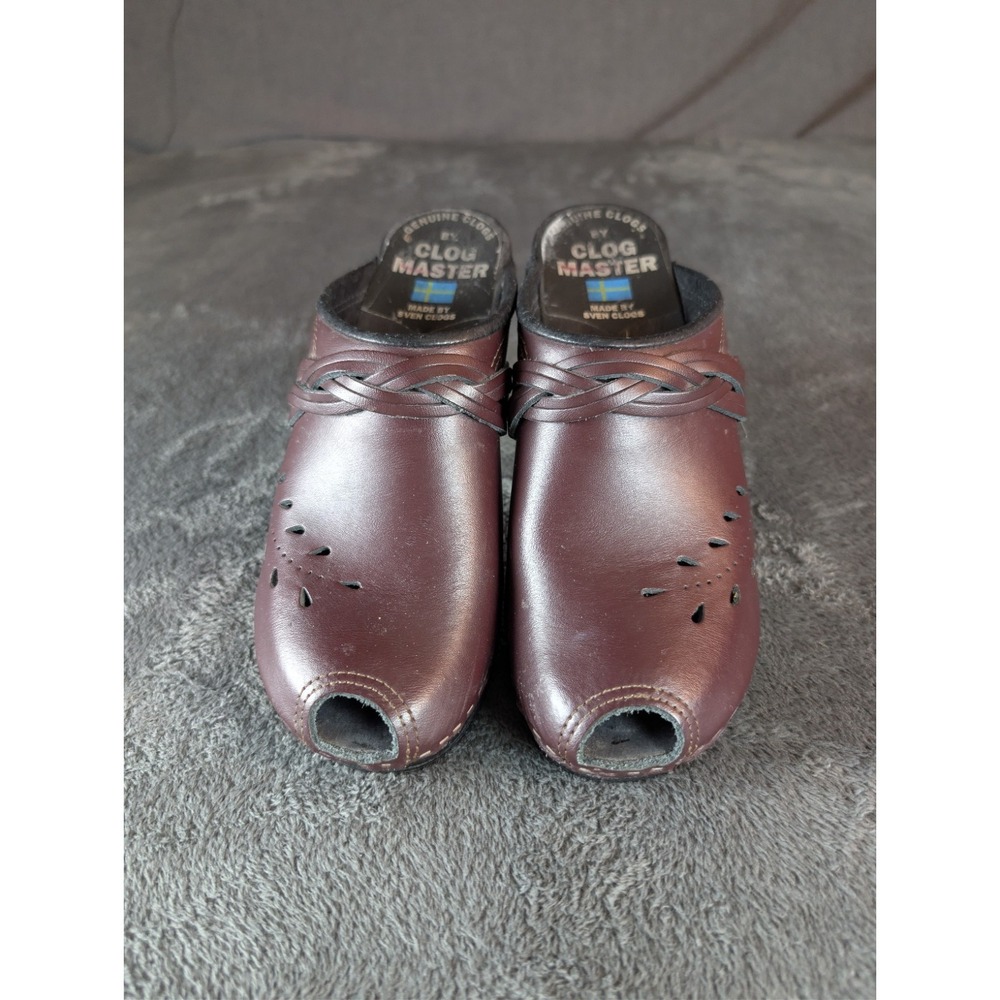 Vintage Clog Master Swedish‎ Leather Peep Toe Clogs EU 38 handmade cottagecore - Picture 2 of 7
